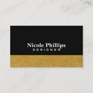 Noir & Or Foil Confetti Chic Carte de visite