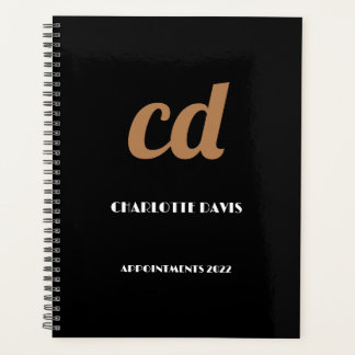 Noir or monogramme initiales 2025 planificateur