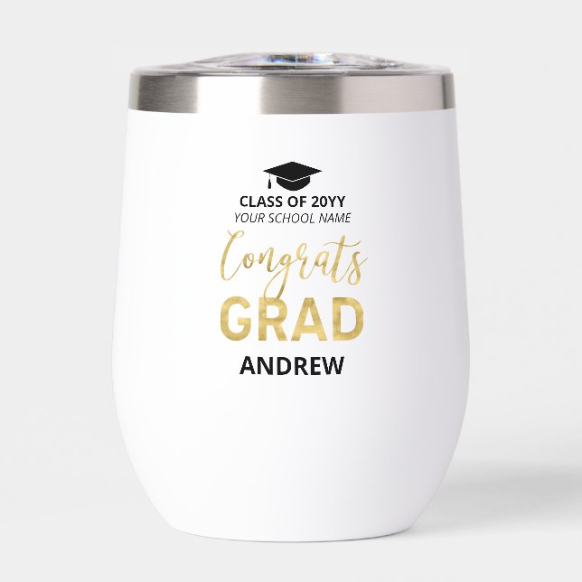 Noir & Or | Nom Félicitations Grad Graduation Cade (Avant)