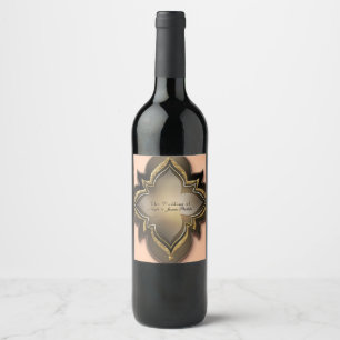 Noir Or & Pêcher Exotic Chic Vin Fleur Étiquettes