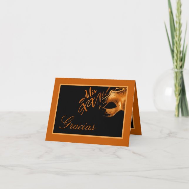 Noir orange plié du carte de remerciements mis XV (Devant)