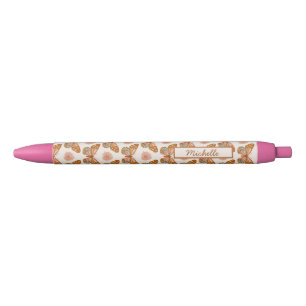 Noir Papillon rétro été   Stylo personnalisé