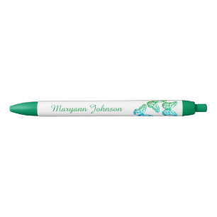 Noir Papillons verts jolie stylo à encre personnalisée