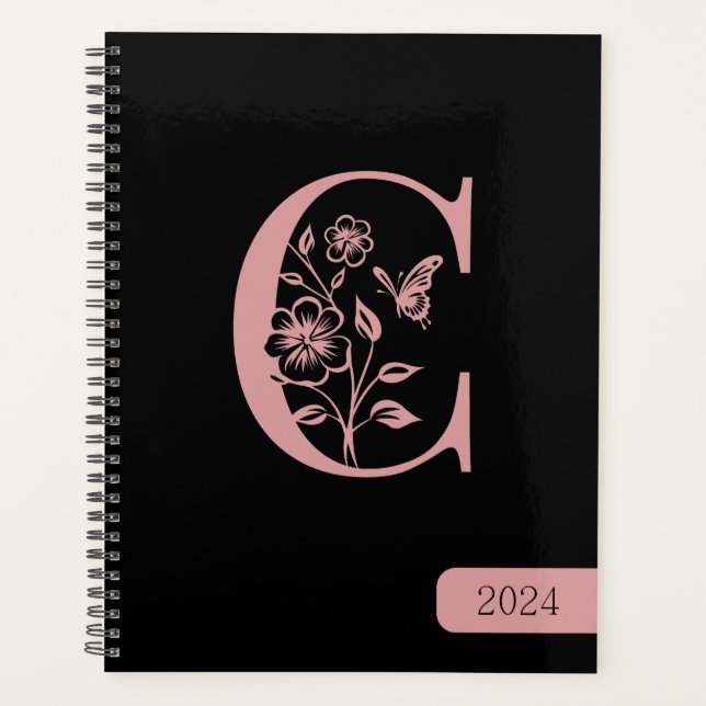 Noir Peach monogramme initiales nom minimaliste 20 (Devant)