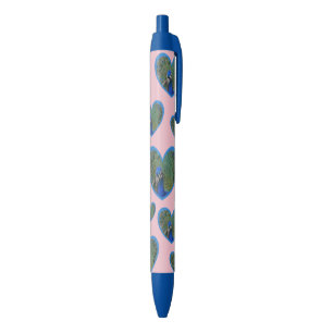 Noir Peacock Hearts Motif Cust. Stylo de finition coule