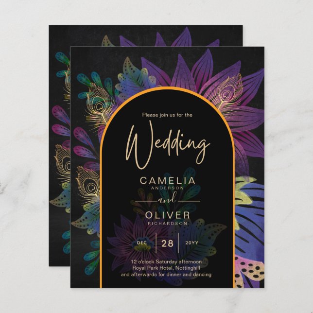 Noir Peacock Jewel Tones Floral Wedding (Vorne/Hinten)