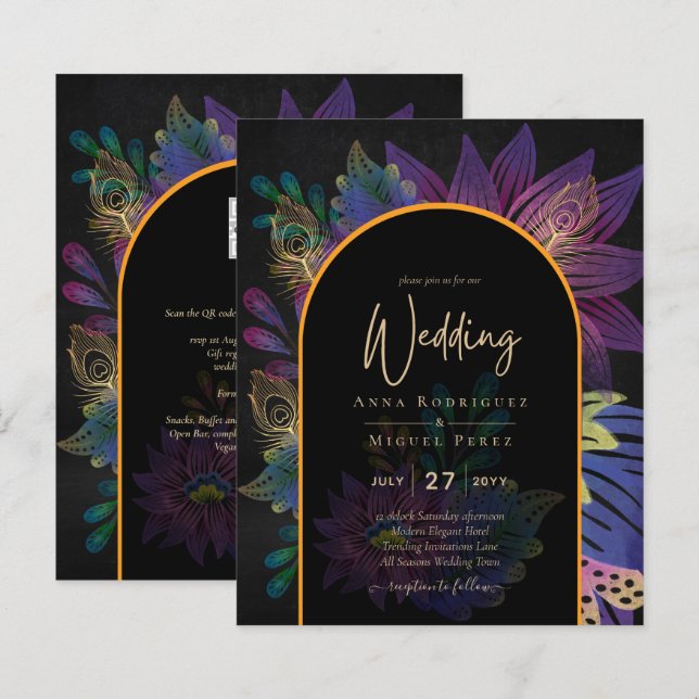Noir Peacock Jewel Tones Floral Wedding (Vorne/Hinten)