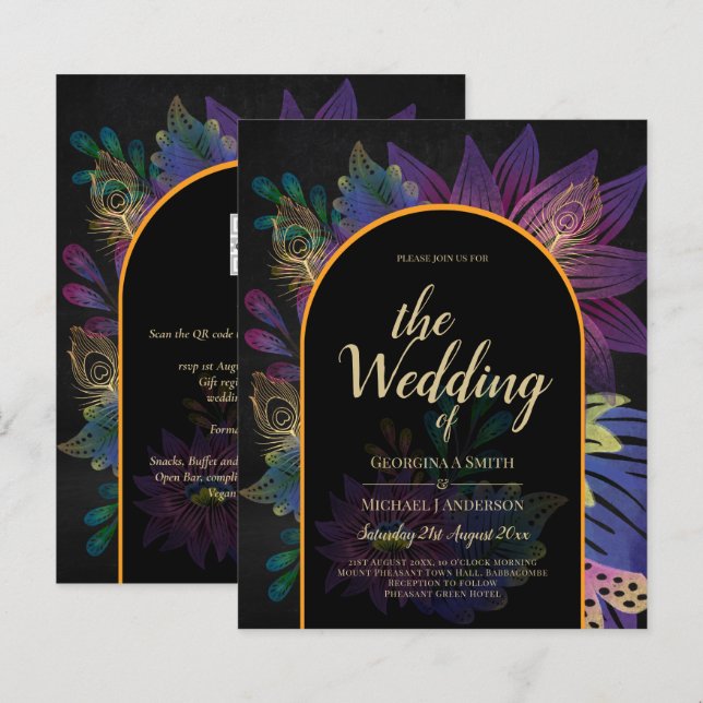 Noir Peacock Jewel Tones Floral Wedding (Vorne/Hinten)