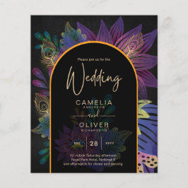 Noir Peacock Jewel Tones Floral Wedding Flyer