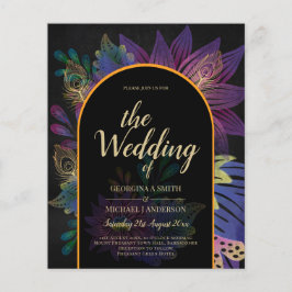 Noir Peacock Jewel Tones Floral Wedding Flyer