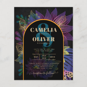 Noir Peacock Jewel Tones Floral Wedding Flyer