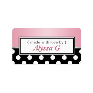 Noir Polka Dot rose Étiquettes de cuisson personna