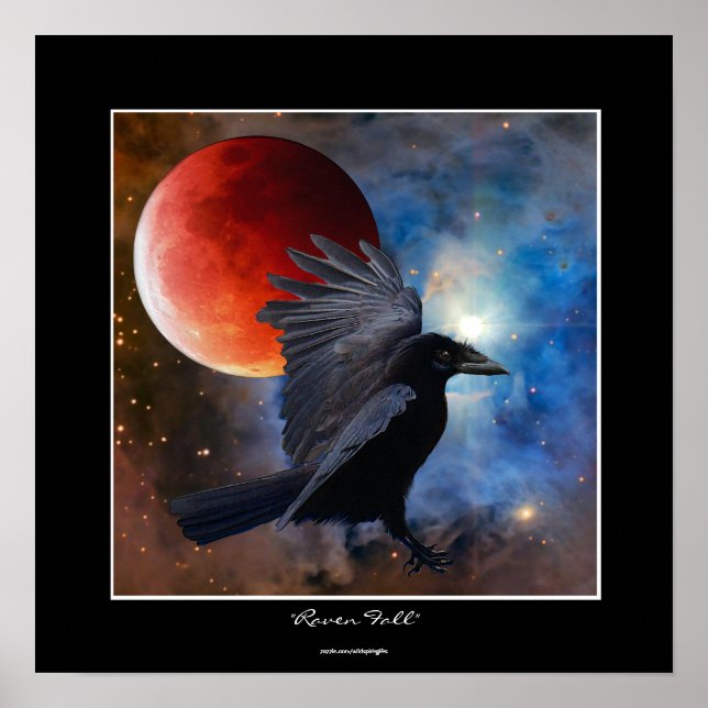 NOIR RAVEN & ECLIPSING MOON Imaginaire Art Poster (Devant)