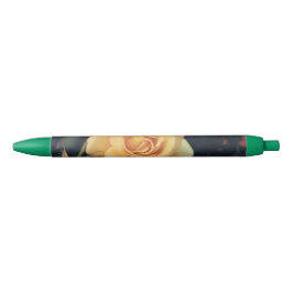 Noir Rose jaune sur stylo vert