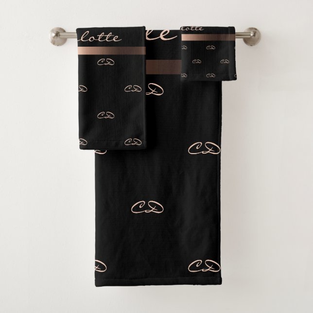 Noir rose or monogramme initiales nom du motif (En situation)