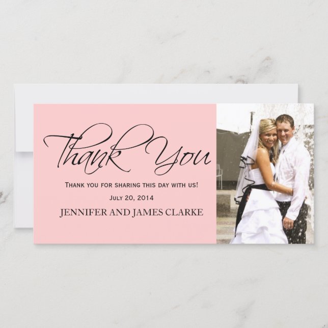 Noir rose vif Mariage Cartes photos (Devant)