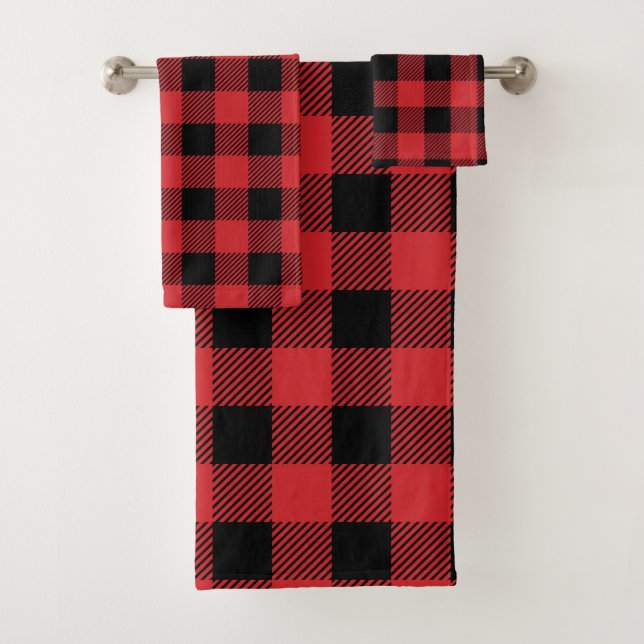 Noir rouge de motif de Noël de plaid de contrôle (En situation)
