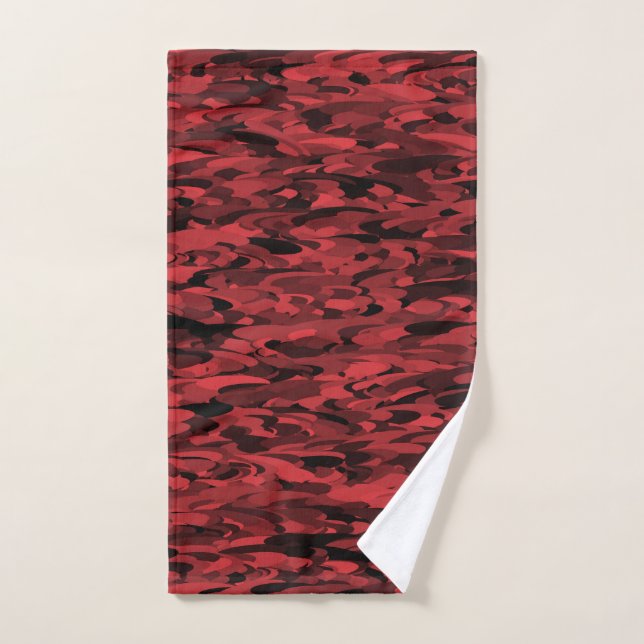 Noir rouge Motif Abstrait (Serviette à main)