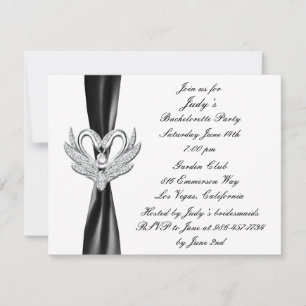 Noir Ruban Silver Swan Bachelorette Invitation