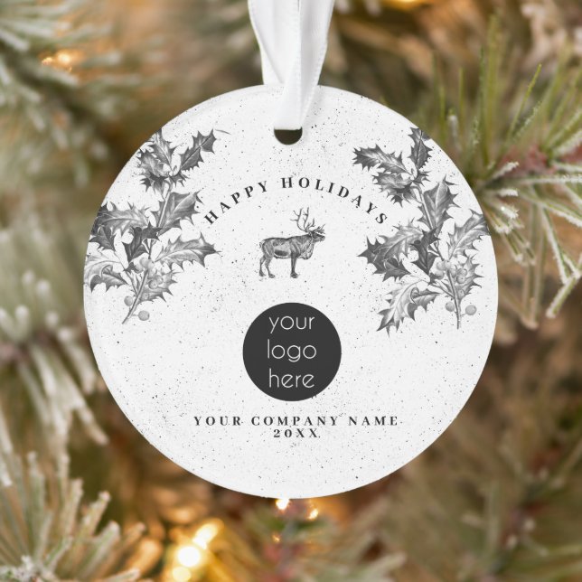 Noir Rustique Blanc Vacances Affaires Logo Noël (Arbre)