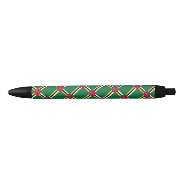 Noir Stylo à bille Drapeau Dominique (Devant)