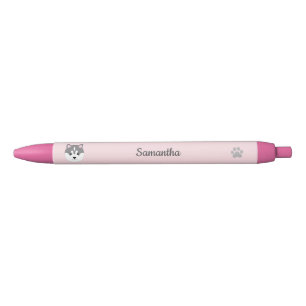 Noir Stylo à chien rose personnalisé