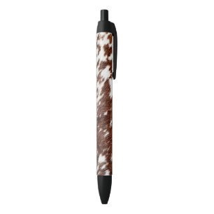 Noir Stylo à encre noire en cuir de vache