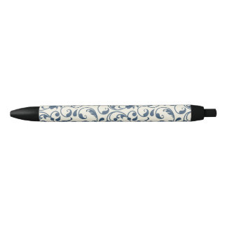 Noir Stylo à encre noire, garniture noire, motif floral