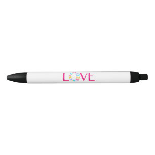 Noir Stylo à encre noire Love et Papillons