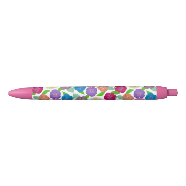 Noir Stylo à fleurs de géranium (Devant)