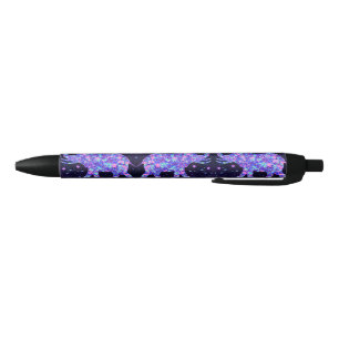 Noir Stylo à fleurs éléphants