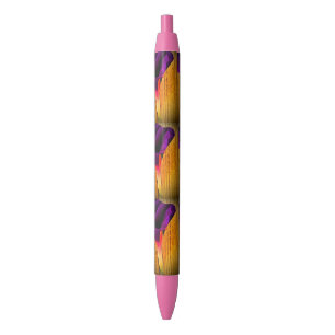 Noir Stylo à fleurs violet et rose
