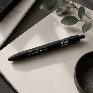 Noir Stylo à logo d'entreprise   Cadeau de bureau promo