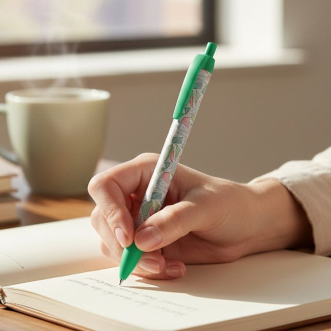 Noir Stylo à motif géométrique vert (Créateur téléchargé)