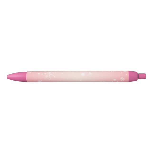 Noir Stylo à neige rose hiver (Devant)