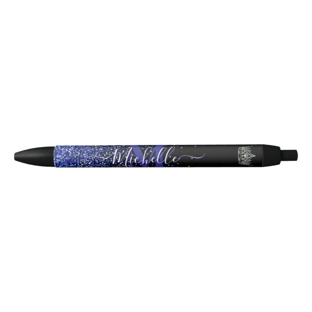 Noir Stylo autocollant sur mesure Couronne (Devant)
