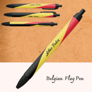 Noir Stylo belge personnalisé, Drapeau belge, Belgique