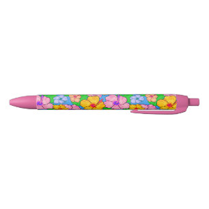 Noir Stylo bille floral de ketmie tropicale