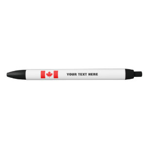 Noir Stylo canadien de drapeau avec le texte