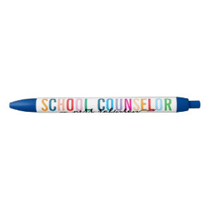 Noir Stylo coloré de conseiller scolaire avec nom perso