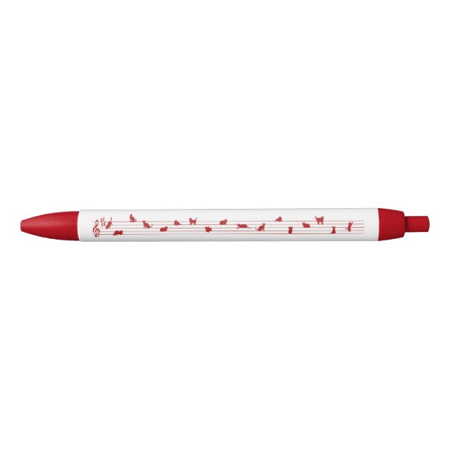 Noir Stylo conceptuel rouge de chanson de chat d'art (Devant)