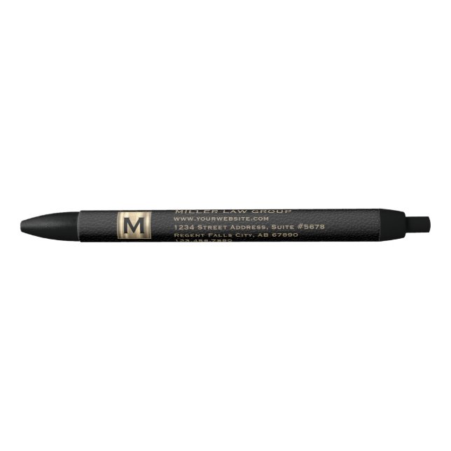 Noir Stylo de droit monogramme or (Devant)