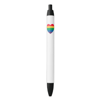 Noir Stylo de fierté de coeur d'arc-en-ciel