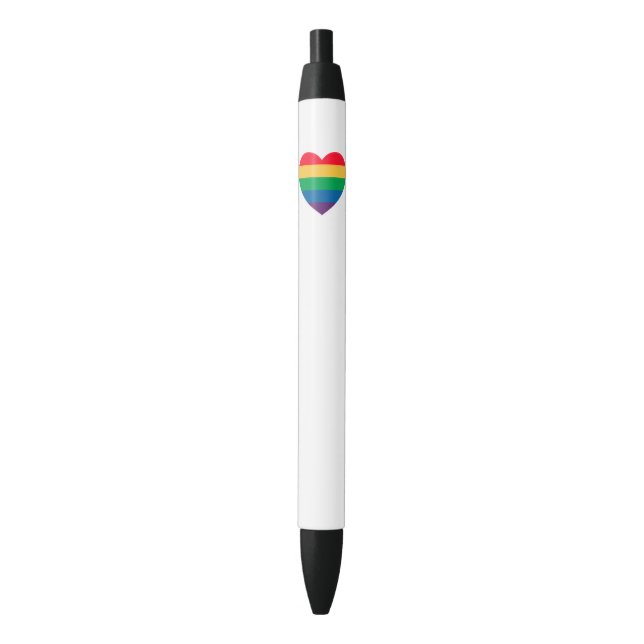 Noir Stylo de fierté de coeur d'arc-en-ciel (devant Vertical)
