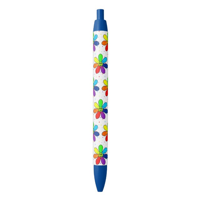 Noir Stylo de fleur d'arc-en-ciel (devant Vertical)