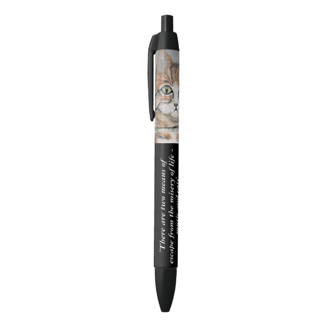 Noir Stylo de musique et de citation de chats (Haut (Vertical))