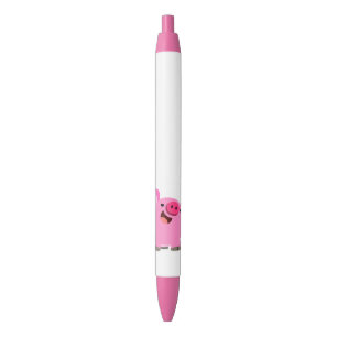 Noir Stylo de porc riant mignon de bande dessinée