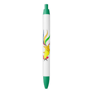 Noir Stylo de poulet amusant avec du poulet coloré à co
