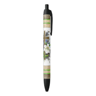 Noir Stylo D'Encre Noire À Croix Et Fleurs