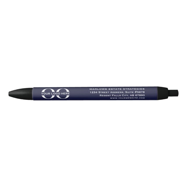 Noir Stylo d'entreprise Logo personnalisé (Devant)